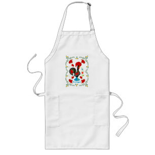 Traditional Rooster of Portugal in black Long Apron