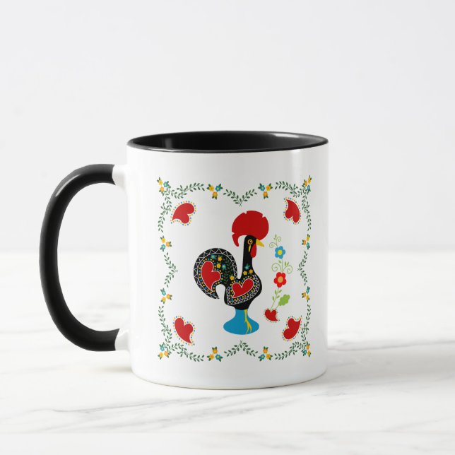 Traditional Rooster of Portugal in black Mug (Left)