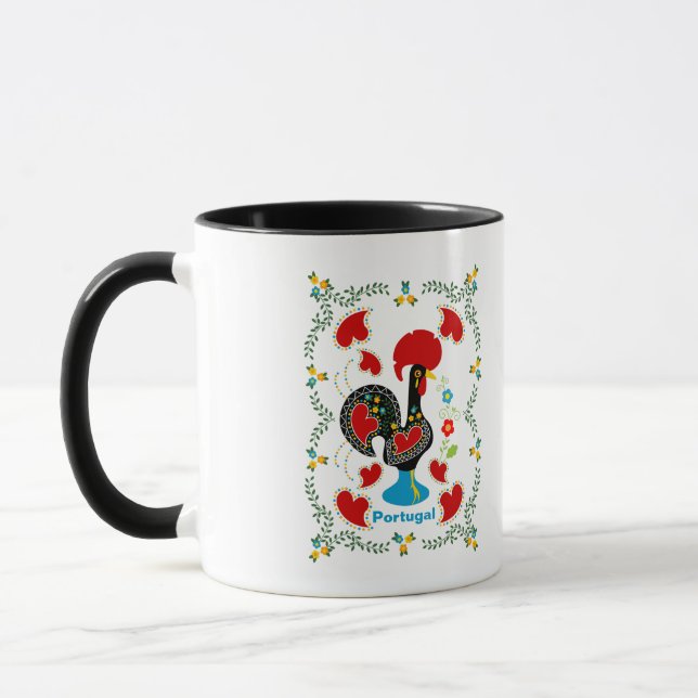 Traditional Rooster of Portugal in black Mug (Left)