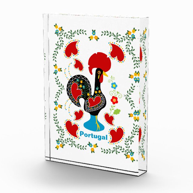 Traditional Rooster of Portugal in black Photo Block (Right)
