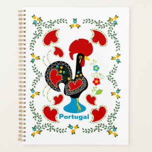Traditional Rooster of Portugal in black Planner