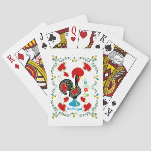 Traditional Rooster of Portugal in black Playing Cards