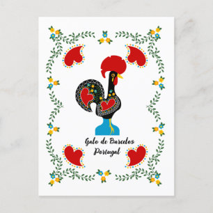 Traditional Rooster of Portugal in black  Postcard