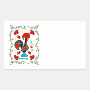 Traditional Rooster of Portugal in black Rectangular Sticker