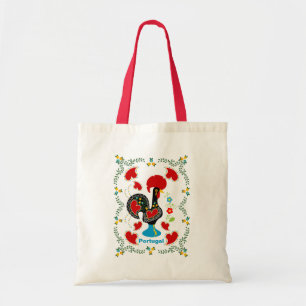 Traditional Rooster of Portugal in black Tote Bag