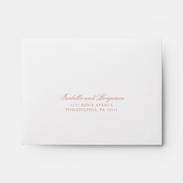 Traditional Rose Pink Formal Elegant RSVP Wedding Envelope (Front)
