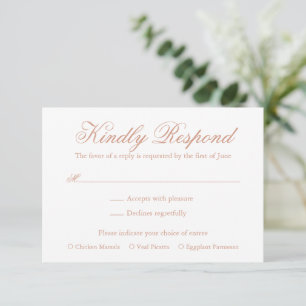 Traditional Rose Pink Formal Elegant Wedding RSVP Card
