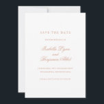 Traditional Rose Pink Formal Elegant Wedding Save The Date<br><div class="desc">Elegant save the date card with traditional wording.  Your names are in rose gold calligraphy and your details are in a serif font,  over a white background.  This classic design is perfect for a formal,  black tie wedding.</div>