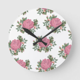 Traditional Rose posy Round Clock