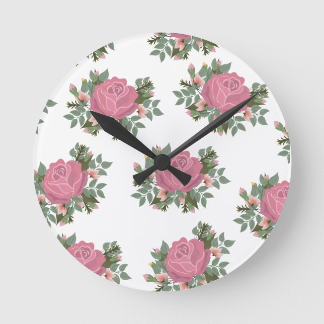 Traditional Rose posy Round Clock (Front)