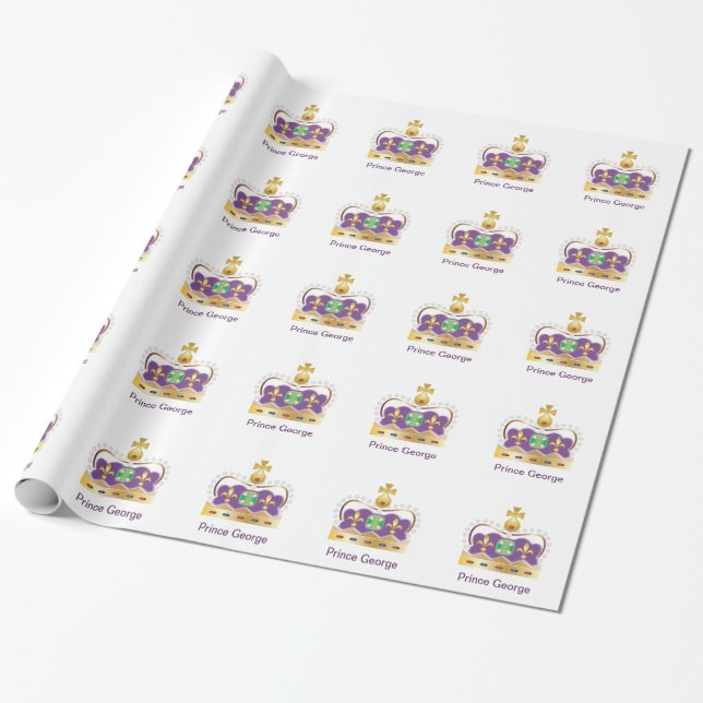 Traditional Royal Crown Wrapping Paper (Unrolled)