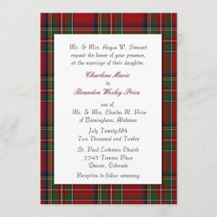 Traditional Royal Stewart Plaid Wedding Invitation