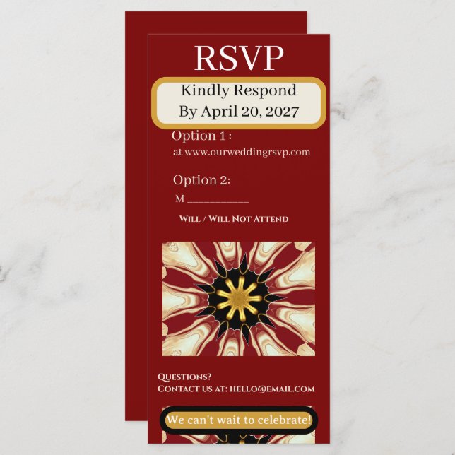 Traditional RSVP Suite | Crimson & Cream Starburst (Front/Back)