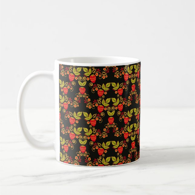 Traditional Russian seamless pattern with berries  Coffee Mug (Left)