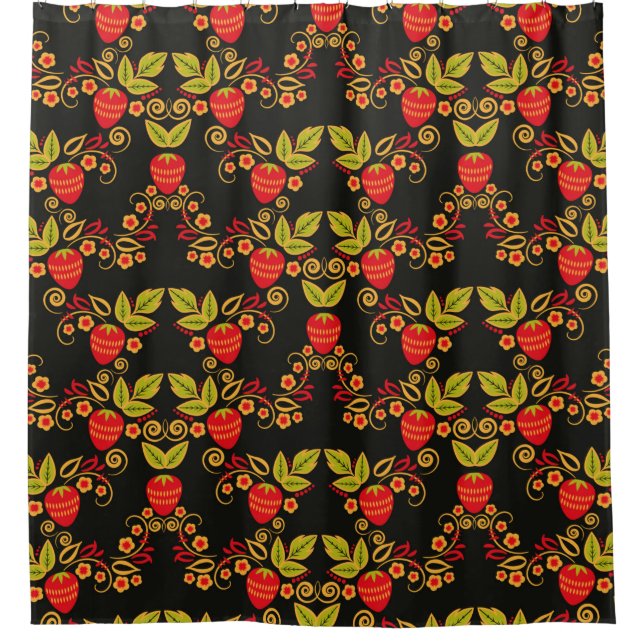 Traditional Russian seamless pattern with berries  Shower Curtain (Front)