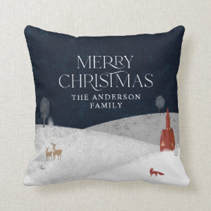 Traditional Rustic 1 photo Winter Merry Christmas  Cushion