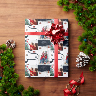 Traditional Rustic 2 photo Winter Merry Christmas  Wrapping Paper