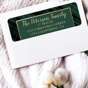 Traditional Rustic Green and Gold Plaid Christmas
