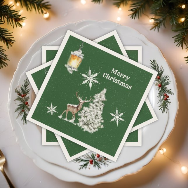 Traditional Rustic  Merry Christmas  Napkin (Creator Uploaded)