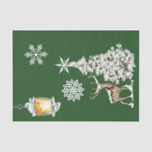 Traditional Rustic  Merry Christmas  Tissue Paper (Front)