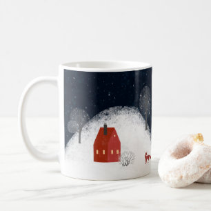 Traditional Rustic Navy Red Winter Merry Christmas Coffee Mug