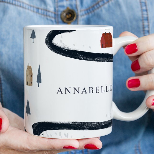 Traditional Rustic Navy Red Winter Merry Christmas Coffee Mug (Creator Uploaded)