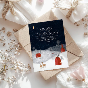 Traditional Rustic photo Winter Merry Christmas Holiday Card