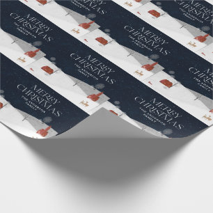 Traditional Rustic red navy Winter Merry Christmas Wrapping Paper