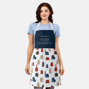 Traditional Rustic Winter blue Christmas gift  Apron