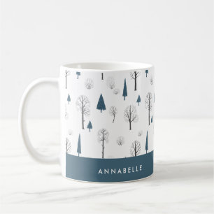 Traditional Rustic Winter forest blue Christmas Coffee Mug