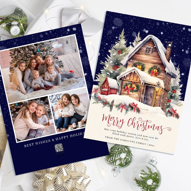 Traditional Rustic Winter Photo Merry Christmas Holiday Card (Traditional Rustic Winter Photo Merry Christmas Holiday Card)