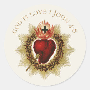 Traditional Sacred Heart of Jesus Catholic Classic Round Sticker