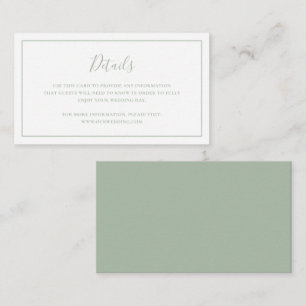 Traditional Sage Green Elegant Wedding Enclosure Card