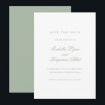 Traditional Sage Green Formal Elegant Wedding Save The Date<br><div class="desc">Elegant non photo Save the Date Card with traditional wording.  Your names are in calligraphy and your details are in a serif font.  All text is sage green over a white background.  This classic style Save the Date without pictures is perfect for a formal wedding.</div>