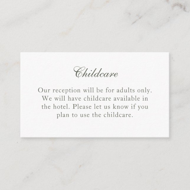 Traditional Sage Green No Children Insert Card (Front)