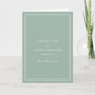 Traditional Sage Green Timeless Catholic Wedding Programme