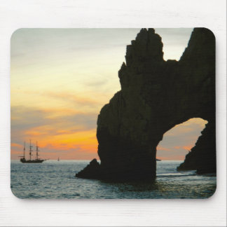 Traditional Sailboat At Sunset,Cabo Rock Arches Mouse Mat