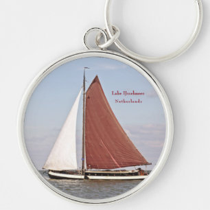 Traditional Sailboat Cruising on the Ijsselmeer Key Ring