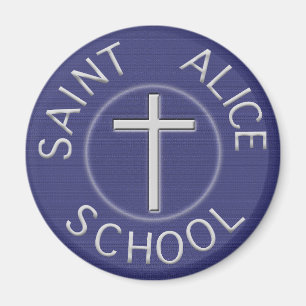 Traditional Saint Alice Blue and White Patch Magnet