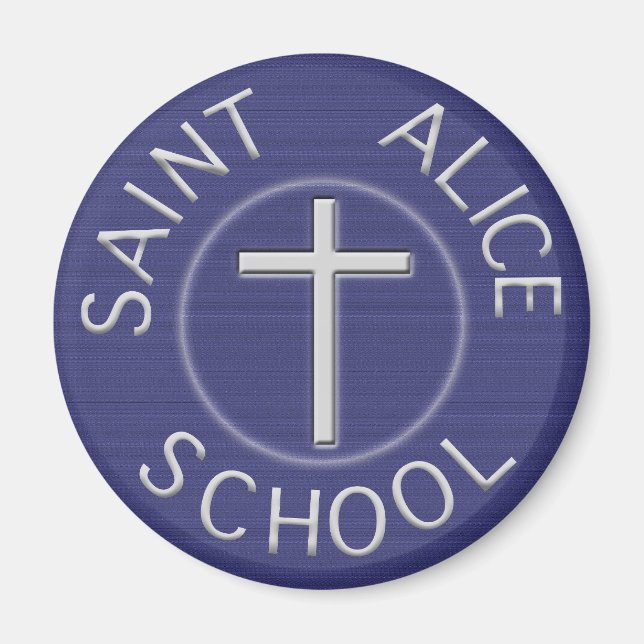 Traditional Saint Alice Blue and White Patch Magnet (Front)
