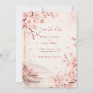 Traditional Sakura Wedding Mount fuji Elegance Invitation