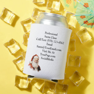 Traditional Santa Claus Business Card Can Cooler