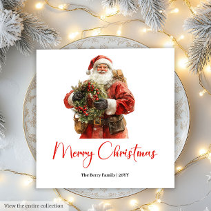 Traditional Santa Claus Cozy Red Green Dinner  Napkin