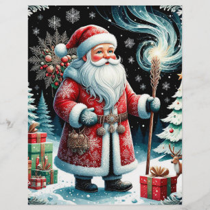 Traditional Santa Claus in Festive Winter Scene Custom Letterhead