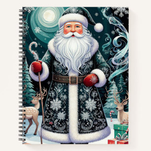 Traditional Santa Claus in Festive Winter Scene Notebook