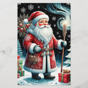 Traditional Santa Claus in Festive Winter Scene Stationery