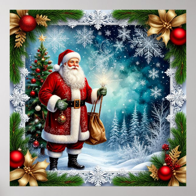 Traditional Santa Claus in Winter Wonderland Poster (Front)