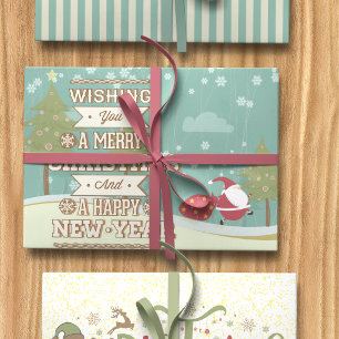 Traditional Santa Claus Journey Wrapping Paper Sheet