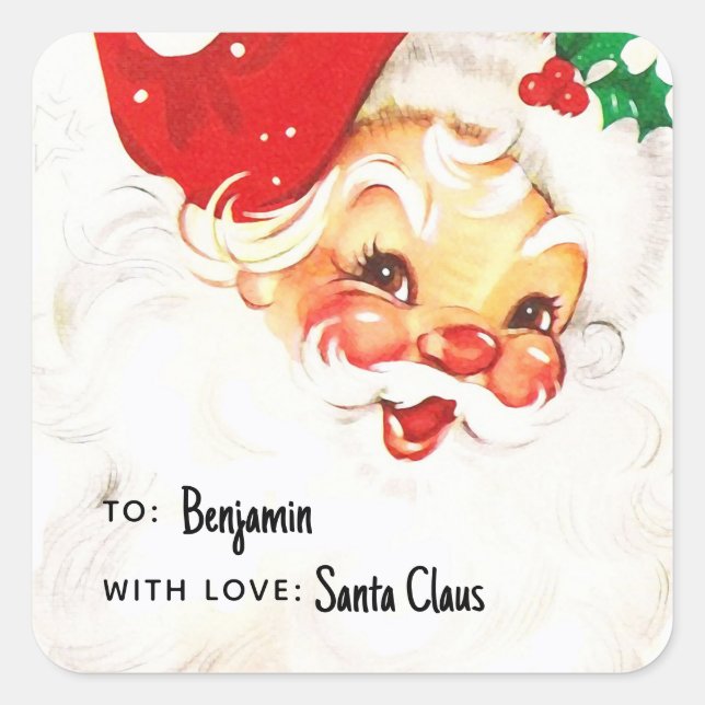 Traditional Santa Claus Kids Christmas Gift Square Sticker (Front)