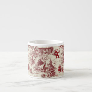 Traditional Santa Claus Red on Cream Toile De Jouy Espresso Cup